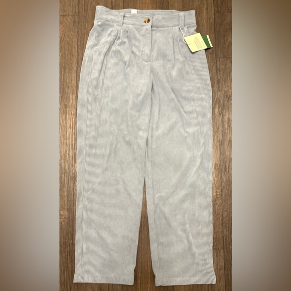 Halara AuraCord Cloud Ribbed Pants Blue Gray Petite S Wide Leg Stretch NWT - Picture 5 of 9